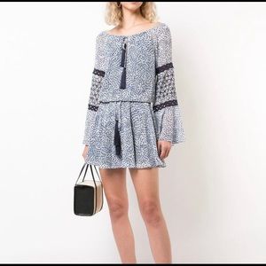 Woman's Alexis Blue Printed Long Sleeve Mini Dress